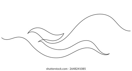abstract curved line art continuous decorative. one line drawing of wave pattern flowing minimalism