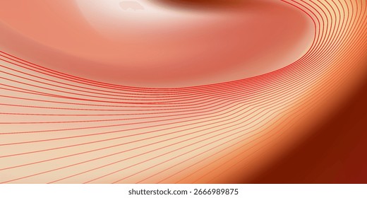 Abstrakter, gekrümmter Hintergrund mit elegantem rotem und orangefarbenem Farbverlauf. Stilvolles Wave-Design für Business Cover, Web-Banner und kreative Präsentationen.