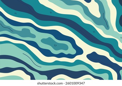 Abstract curved line background in green, white, gray and blue. Abstract pattern texture with wavy lines.