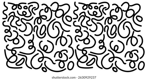 Abstract Curved Line Composition. Wavy black and white Ribbon Lines Abstract Art. Curvy Line Pattern Abstract Flow Shapes