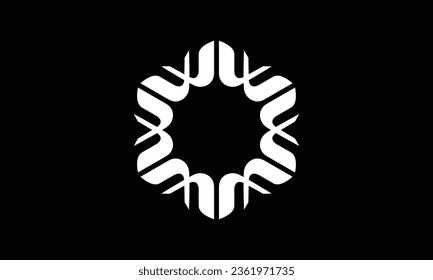 Abstract curved line hexagon ornament logo