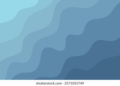 Abstract curved line illustration in blue shades flat vector illustration