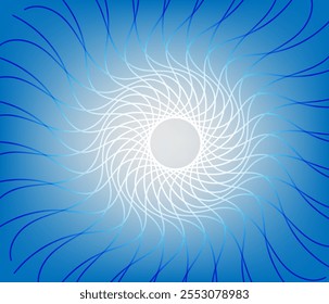 Abstract curved line pattern, shapes in a swirl. bright blue background for stretch ceiling decoration.

