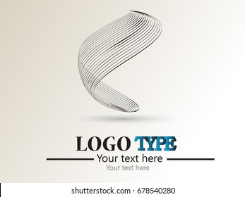 Abstract curved lines. Business logo element. Vector background