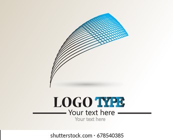 Abstract curved lines. Business logo element. Vector background