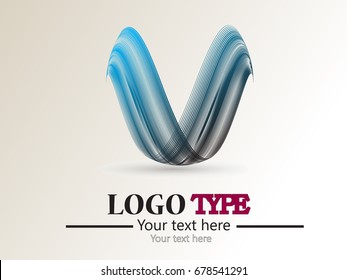 Abstract curved lines. Business logo element. Vector background