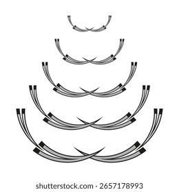 Abstractas líneas curvas. Patrón de arco geométrico. Elementos decorativos modernos. Arte vectorial gráfico. EPS 10.