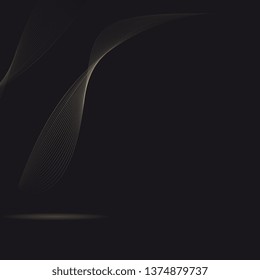 Abstract curved lines isolated on black background. Graphic template for web, brochure and others. Vector illustration.