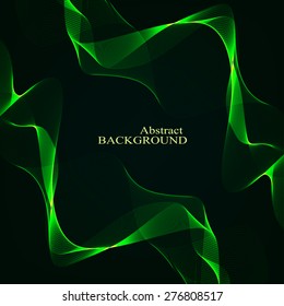 Abstract curved lines on black background. Vector illustration.