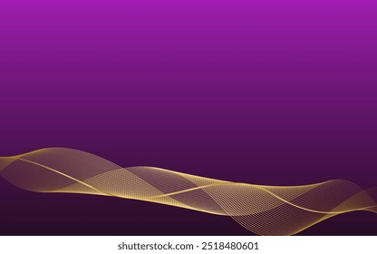 Líneas curvas Abstractas sobre fondo púrpura elegante con líneas de oro