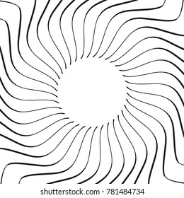 Abstract curved lines. Round vector background. Template of circle frame