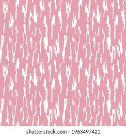 Abstract curved lines seamless pattern white smudge tracery on pink background irregular rhythm and size vector illustration