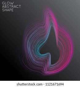 Abstract curved lines shape isolated on transparent black background. Bright colorful gradient blend creates liquid motion with transparent glow. Energy power plasma with futuristic edge blur effect.