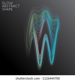 Abstract curved lines shape isolated on transparent black background. Bright colorful gradient blend creates liquid motion with transparent glow. Energy power plasma with futuristic edge blur effect.