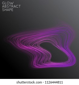 Abstract curved lines shape isolated on transparent black background. Bright colorful gradient blend creates liquid motion with transparent glow. Energy power plasma with futuristic edge blur effect.