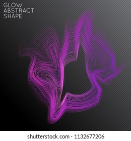 Abstract curved lines shape isolated on transparent black background. Bright colorful gradient blend creates liquid motion with transparent glow. Energy power plasma with futuristic edge blur effect.