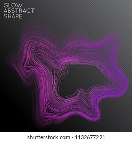 Abstract curved lines shape isolated on transparent black background. Bright colorful gradient blend creates liquid motion with transparent glow. Energy power plasma with futuristic edge blur effect.