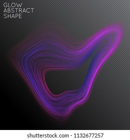 Abstract curved lines shape isolated on transparent black background. Bright colorful gradient blend creates liquid motion with transparent glow. Energy power plasma with futuristic edge blur effect.