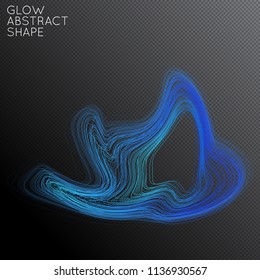 Abstract curved lines shape isolated on transparent black background. Bright colorful gradient blend creates liquid motion with transparent glow. Energy power plasma with futuristic edge blur effect.