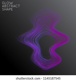 Abstract curved lines shape isolated on transparent black background. Bright colorful gradient blend creates liquid motion with transparent glow. Energy power plasma with futuristic edge blur effect.
