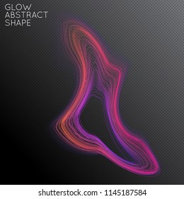 Abstract curved lines shape isolated on transparent black background. Bright colorful gradient blend creates liquid motion with transparent glow. Energy power plasma with futuristic edge blur effect.