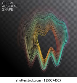 Abstract curved lines shape isolated on transparent black background. Bright colorful gradient blend creates liquid motion with transparent glow. Energy power plasma with futuristic edge blur effect.