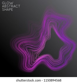 Abstract curved lines shape isolated on transparent black background. Bright colorful gradient blend creates liquid motion with transparent glow. Energy power plasma with futuristic edge blur effect.