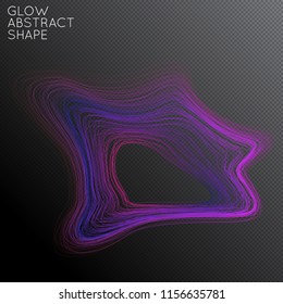 Abstract curved lines shape isolated on transparent black background. Bright colorful gradient blend creates liquid motion with transparent glow. Energy power plasma with futuristic edge blur effect.