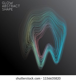Abstract curved lines shape isolated on transparent black background. Bright colorful gradient blend creates liquid motion with transparent glow. Energy power plasma with futuristic edge blur effect.