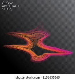 Abstract curved lines shape isolated on transparent black background. Bright colorful gradient blend creates liquid motion with transparent glow. Energy power plasma with futuristic edge blur effect.