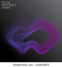 Abstract curved lines shape isolated on transparent black background. Bright colorful gradient blend creates liquid motion with transparent glow. Energy power plasma with futuristic edge blur effect.