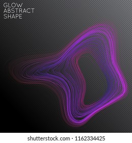 Abstract curved lines shape isolated on transparent black background. Bright colorful gradient blend creates liquid motion with transparent glow. Energy power plasma with futuristic edge blur effect.