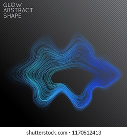 Abstract curved lines shape isolated on transparent black background. Bright colorful gradient blend creates liquid motion with transparent glow. Energy power plasma with futuristic edge blur effect.