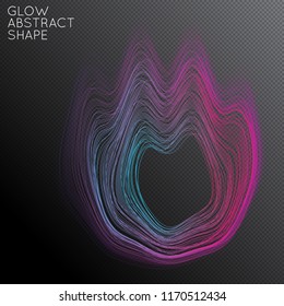 Abstract curved lines shape isolated on transparent black background. Bright colorful gradient blend creates liquid motion with transparent glow. Energy power plasma with futuristic edge blur effect.