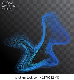 Abstract curved lines shape isolated on transparent black background. Bright colorful gradient blend creates liquid motion with transparent glow. Energy power plasma with futuristic edge blur effect.