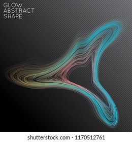 Forma de líneas curvas Abstractas aisladas sobre fondo negro transparente. La mezcla colorida brillante del gradiente crea el movimiento líquido con el resplandor transparente. Plasma de energía con efecto de desenfoque de borde futurista.