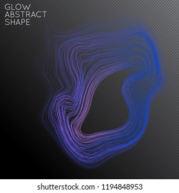 Abstract curved lines shape isolated on transparent black background. Bright colorful gradient blend creates liquid motion with transparent glow. Energy power plasma with futuristic edge blur effect.
