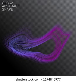 Abstrakte abgerundete Linien formen sich einzeln auf transparentem schwarzem Hintergrund. Helle Farbverlauf-Mischung schafft flüssige Bewegung mit transparentem Licht. Energieleistung Plasma mit futuristischer Kantenunschärfe.