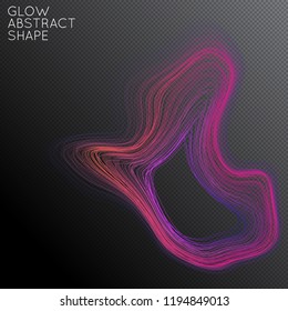 Abstract curved lines shape isolated on transparent black background. Bright colorful gradient blend creates liquid motion with transparent glow. Energy power plasma with futuristic edge blur effect.