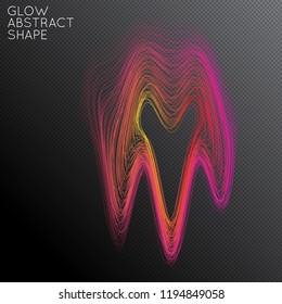 Abstract curved lines shape isolated on transparent black background. Bright colorful gradient blend creates liquid motion with transparent glow. Energy power plasma with futuristic edge blur effect.