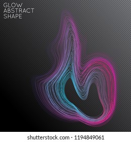 Abstract curved lines shape isolated on transparent black background. Bright colorful gradient blend creates liquid motion with transparent glow. Energy power plasma with futuristic edge blur effect.