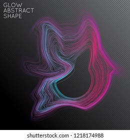 Abstract curved lines shape isolated on transparent black background. Bright colorful gradient blend creates liquid motion with transparent glow. Energy power plasma with futuristic edge blur effect.