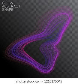 Abstract curved lines shape isolated on transparent black background. Bright colorful gradient blend creates liquid motion with transparent glow. Energy power plasma with futuristic edge blur effect.