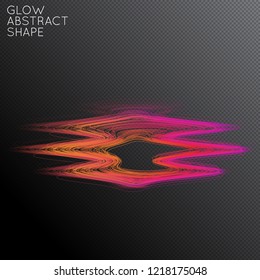 Abstract curved lines shape isolated on transparent black background. Bright colorful gradient blend creates liquid motion with transparent glow. Energy power plasma with futuristic edge blur effect.