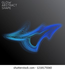 Abstract curved lines shape isolated on transparent black background. Bright colorful gradient blend creates liquid motion with transparent glow. Energy power plasma with futuristic edge blur effect.