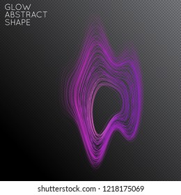 Abstract curved lines shape isolated on transparent black background. Bright colorful gradient blend creates liquid motion with transparent glow. Energy power plasma with futuristic edge blur effect.