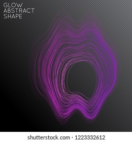 Abstract curved lines shape isolated on transparent black background. Bright colorful gradient blend creates liquid motion with transparent glow. Energy power plasma with futuristic edge blur effect.