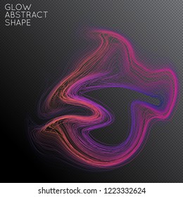 Abstract curved lines shape isolated on transparent black background. Bright colorful gradient blend creates liquid motion with transparent glow. Energy power plasma with futuristic edge blur effect.