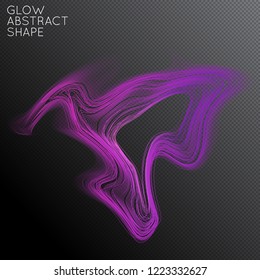 Abstract curved lines shape isolated on transparent black background. Bright colorful gradient blend creates liquid motion with transparent glow. Energy power plasma with futuristic edge blur effect.