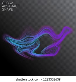 Abstract curved lines shape isolated on transparent black background. Bright colorful gradient blend creates liquid motion with transparent glow. Energy power plasma with futuristic edge blur effect.